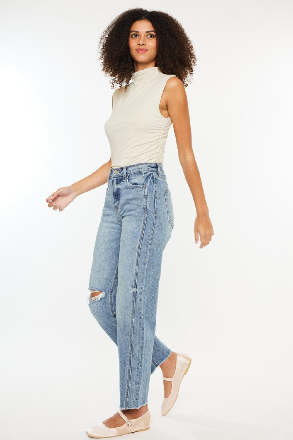 Kancan Ultra High Rise Distressed Straight Jeans | Gulf Resellers