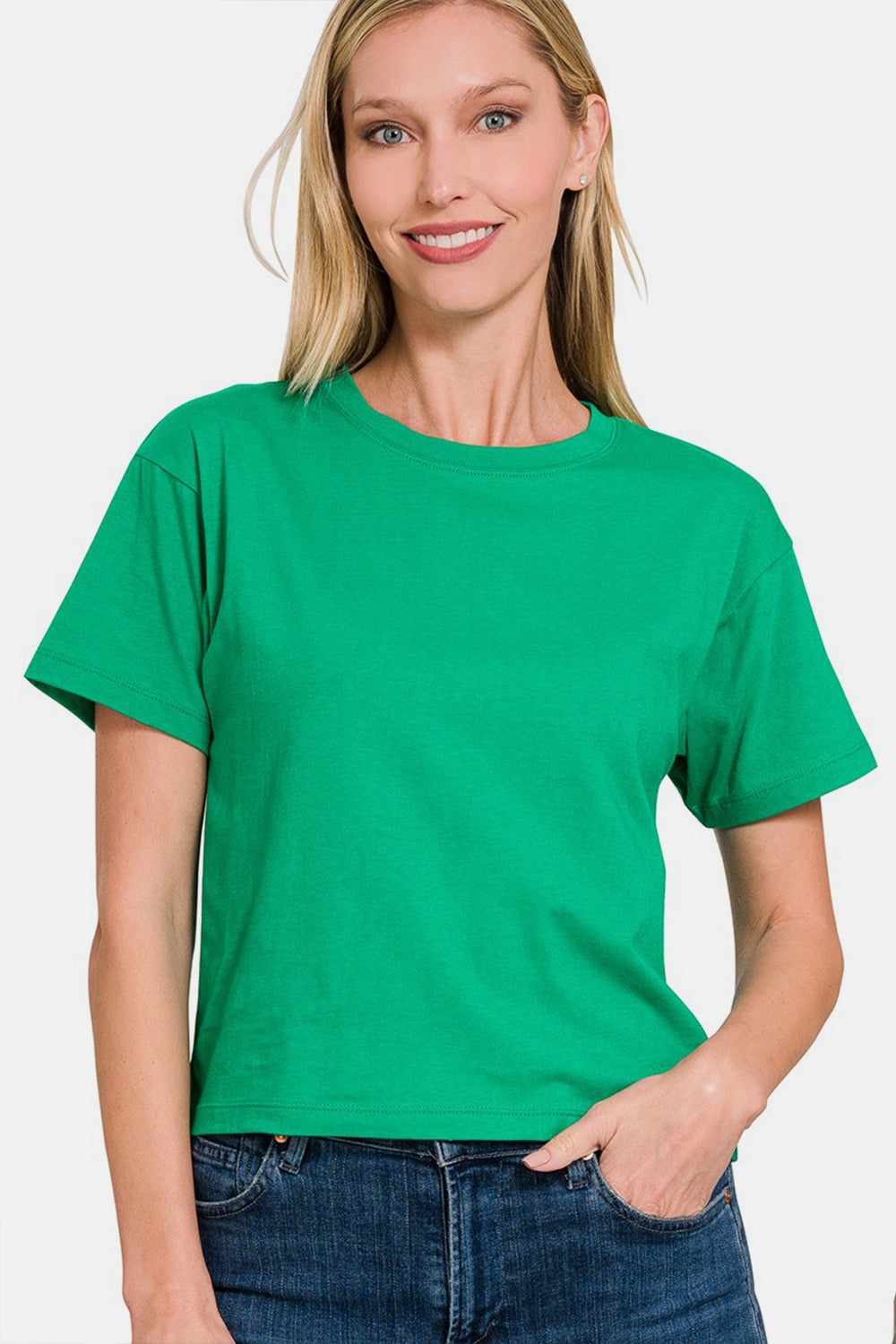 Zenana Round Neck Short Sleeve Cropped T-Shirt 20241 | Gulf Resellers 