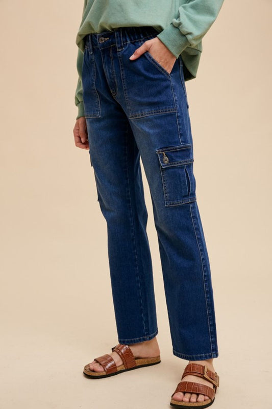 Annie Wear Straight Leg Jeans with Cargo Pockets 20965 | Gulf Resellers 