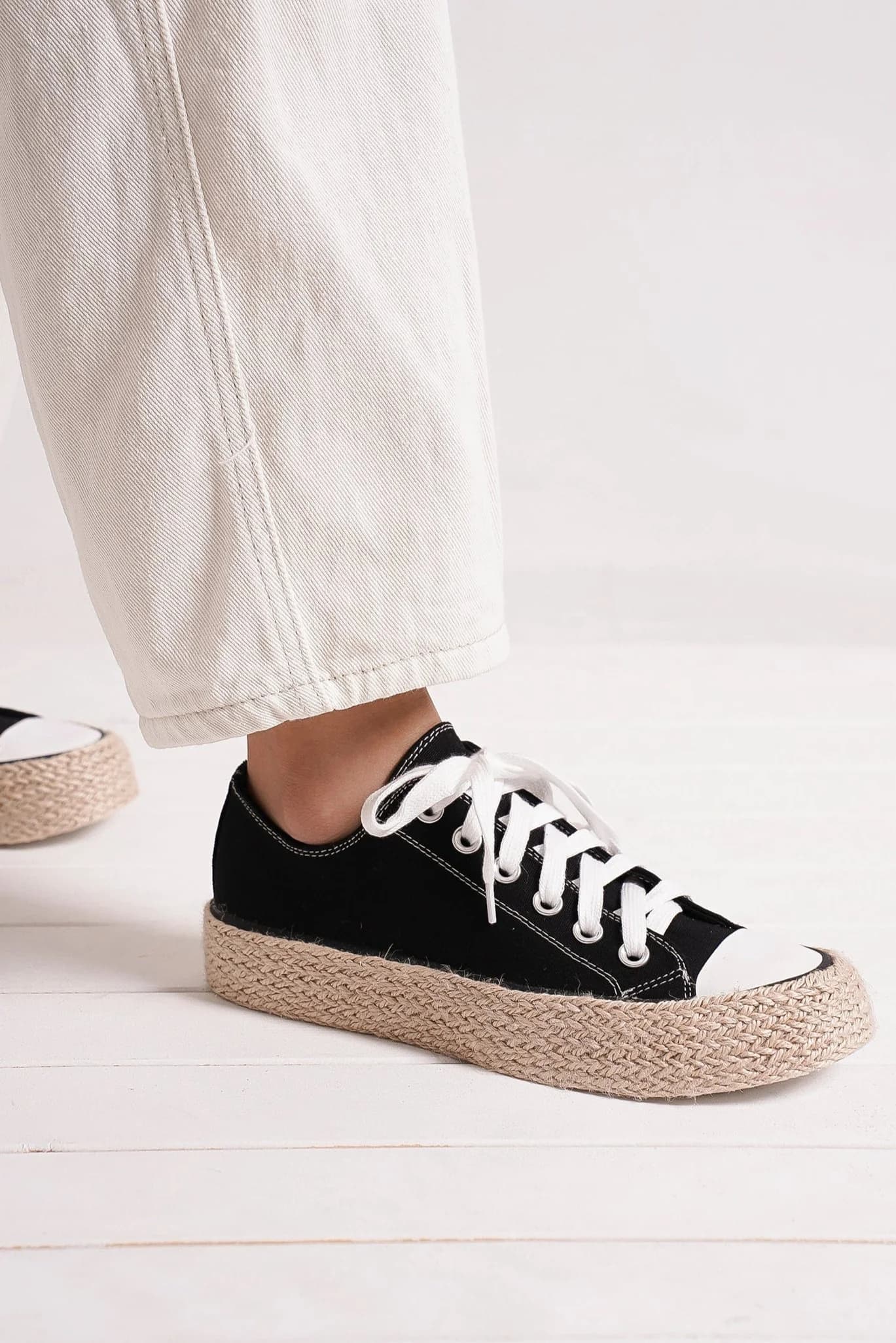 Beast Fashion Lace Up Woven Espadrille Sole Sneakers 21465 | Gulf Resellers 