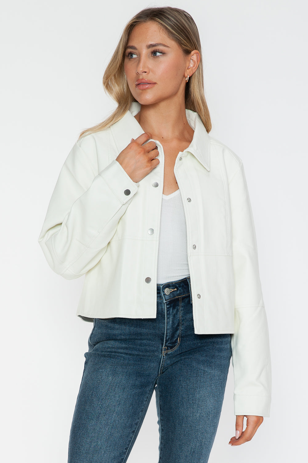 Snobbish Snap Down Long Sleeve PU Leather Jacket 15282 | Gulf Resellers 