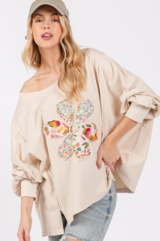 SAGE + FIG Flower Patch Dropped Shoulder Oversize Top 20475 | Gulf Resellers 