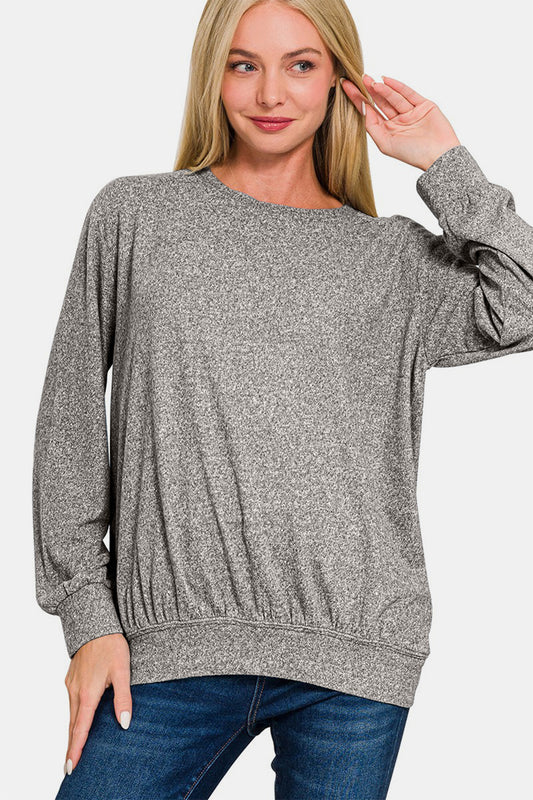 Zenana Full Size Melange Round Neck Top 21600 | Gulf Resellers 