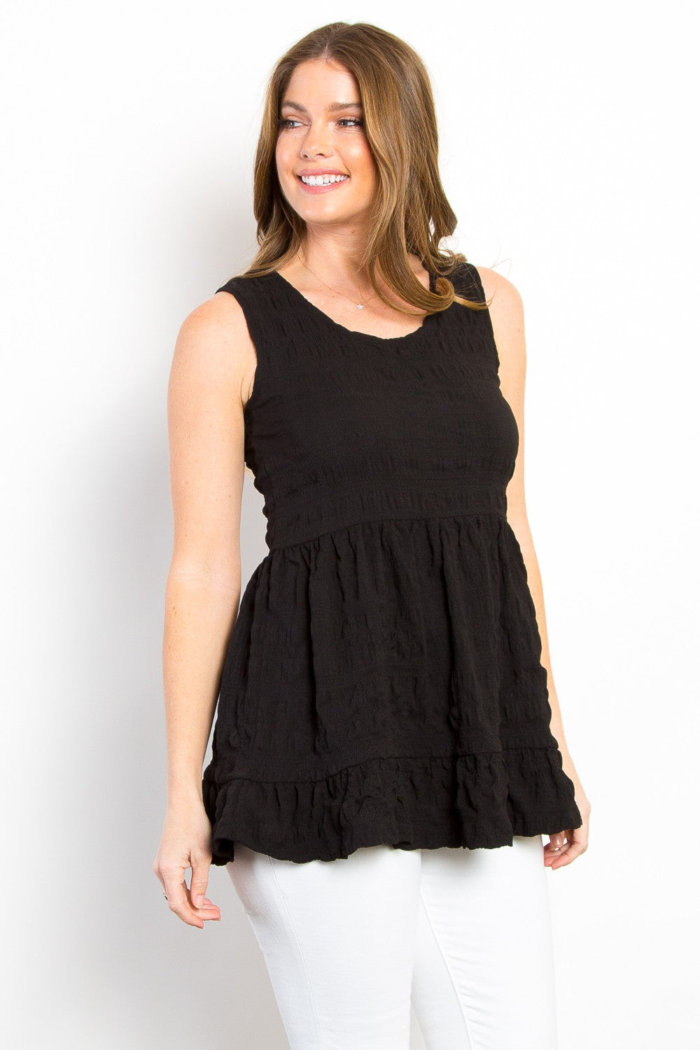 Be Stage Ruffled Sleeveless Babydoll Top 15027 | Gulf Resellers 