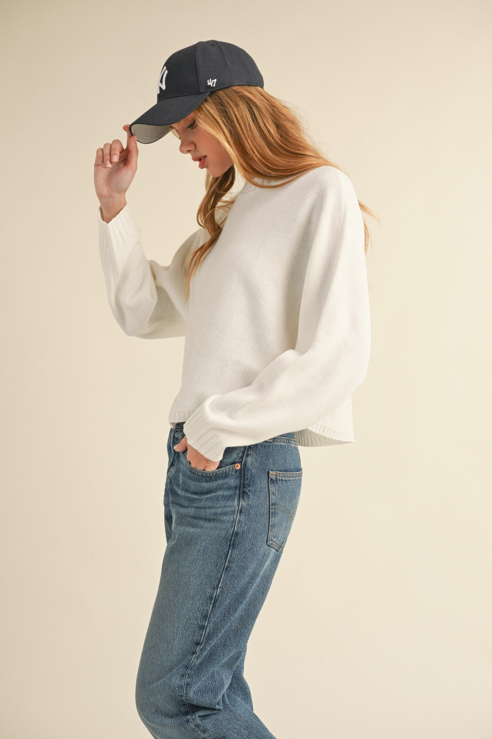 Mable Round Neck Dolman Sleeve Cropped Sweater 12148 | Gulf Resellers 