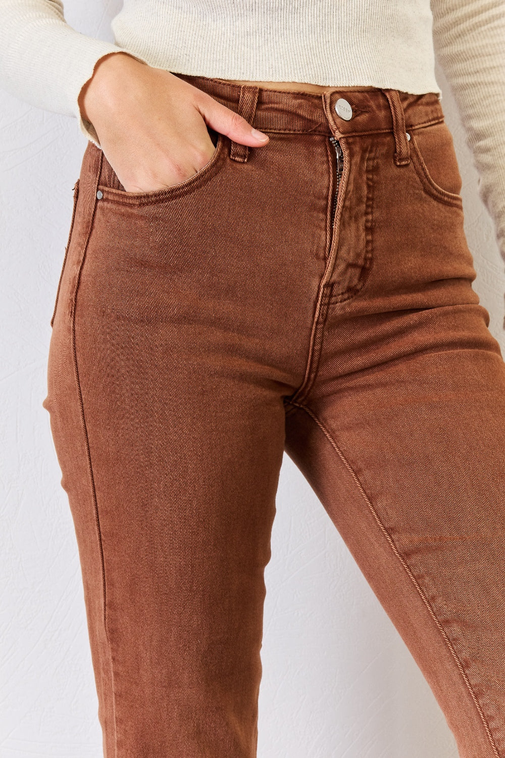 RISEN Full Size High Rise Tummy Control Straight Jeans | Gulf Resellers