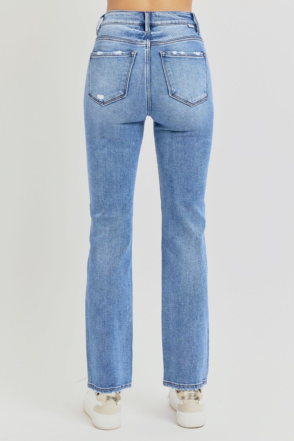 RISEN Full Size Distressed High-Rise Ankle Straight Jeans | Gulf Resellers