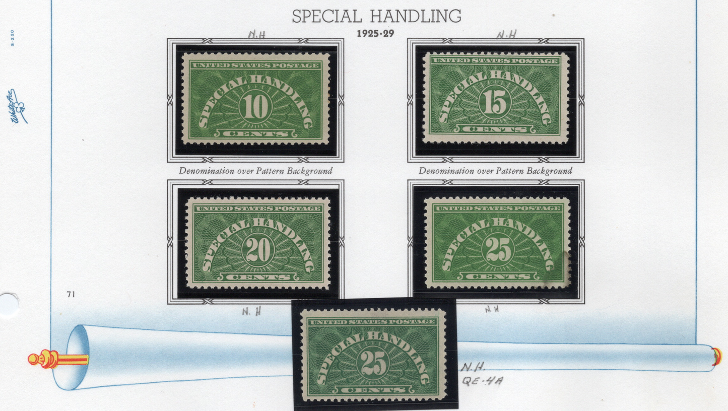 # QE1-QE4a - 1925-29 Special Handling Set (6) sold at Winchester Discounts