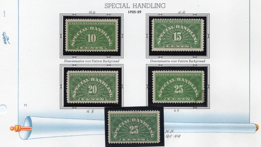 # QE1-QE4a - 1925-29 Special Handling Set (6) sold at Winchester Discounts