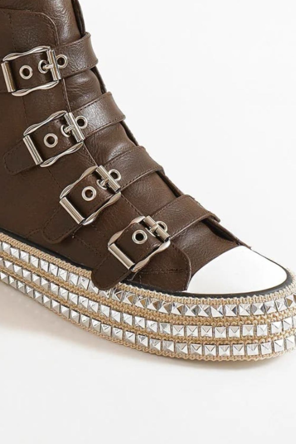 Beast Fashion Multi-Buckle Straps Studded Platform Sneakers 21145 | Gulf Resellers 