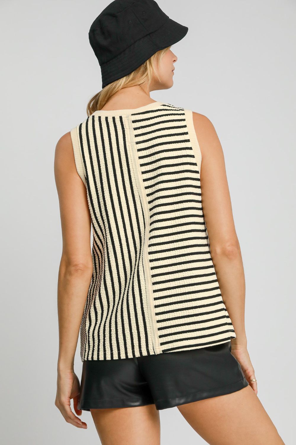 Umgee Round Neck Texture Striped Tank 19635 | Gulf Resellers 