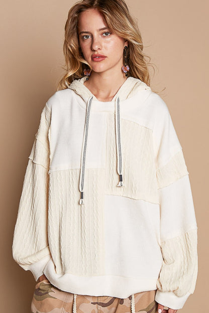 POL Exposed Seam Hooded Knit Top