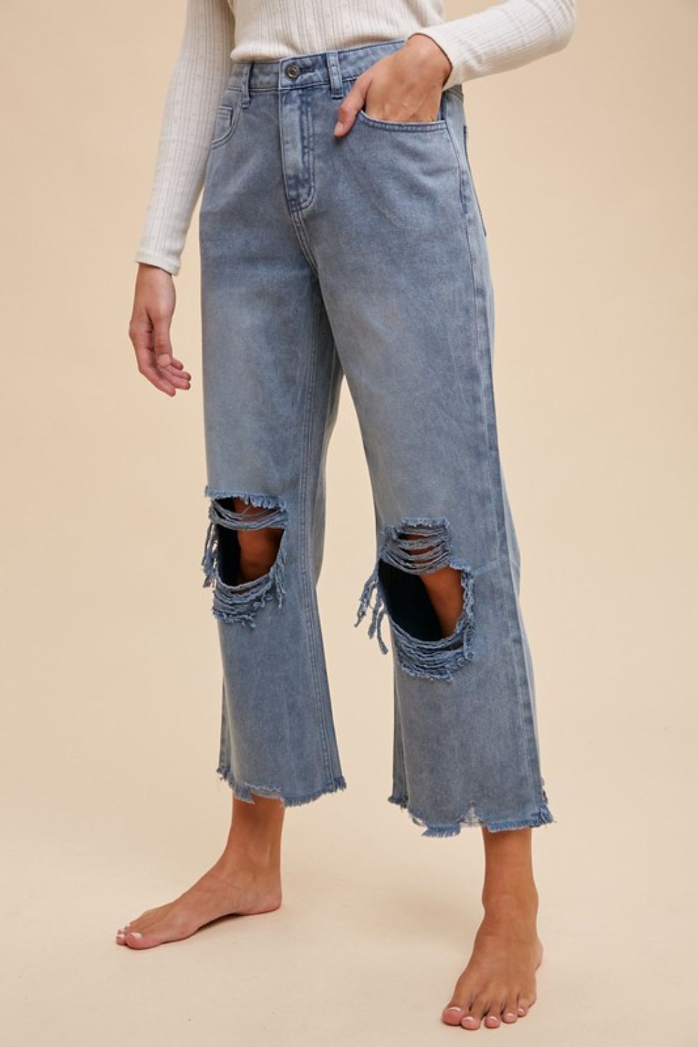 Annie Wear Distressed Raw Hem Jeans 18918 | Gulf Resellers 