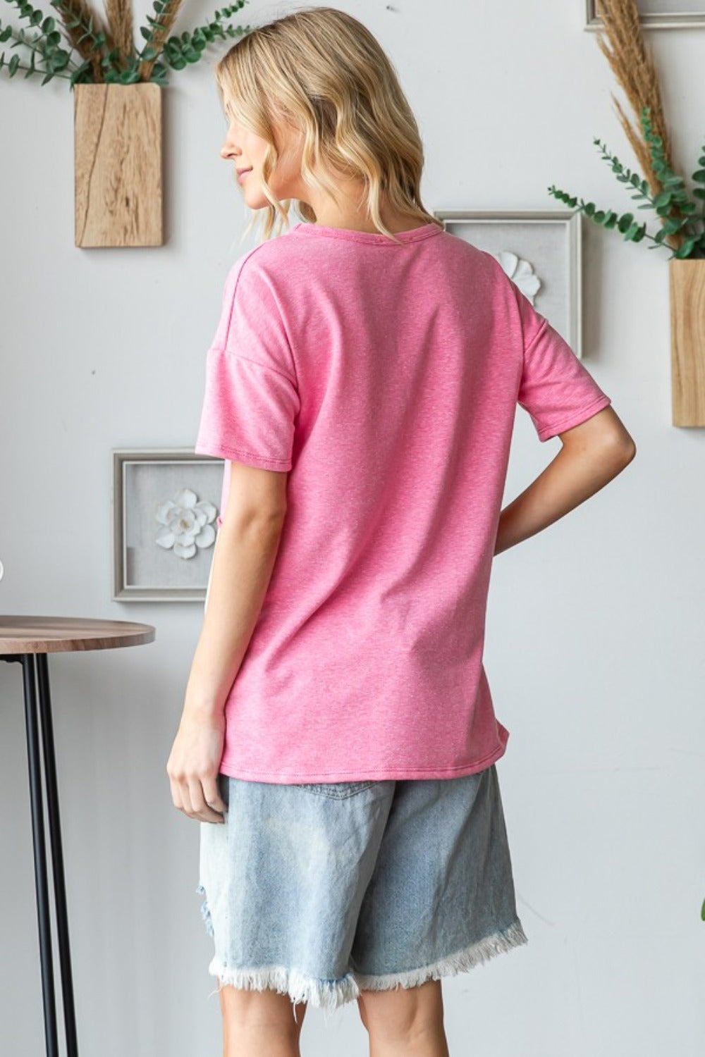 HOPELY Full Size Color Block Exposed Seam T-Shirt