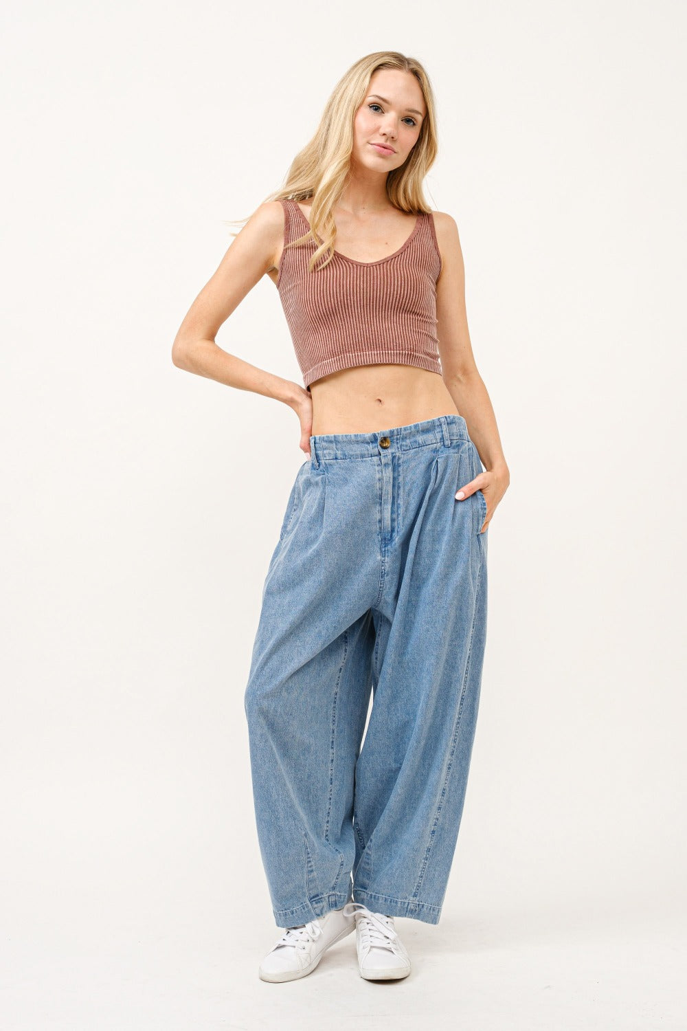 And The Why Elastic Back Pleated Baggy Jeans 9830 | Gulf Resellers 