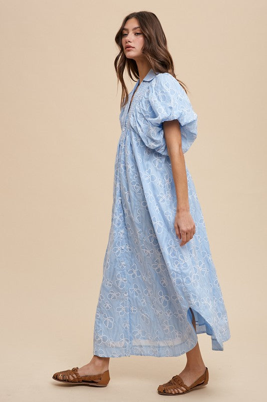 Annie Wear Floral Smock Detail Puff Sleeve Dress 21450 | Gulf Resellers 