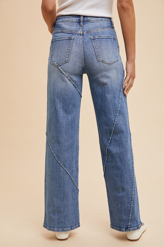 Annie Wear Decorative Seams Wide Leg Jeans 20386 | Gulf Resellers 