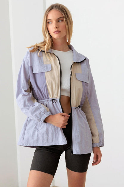 Le Lis Color Block Collared Wind Breaker Jacket