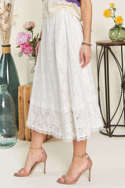 ADORA Elastic Waist Lace Midi Skirt 20521 | Gulf Resellers 