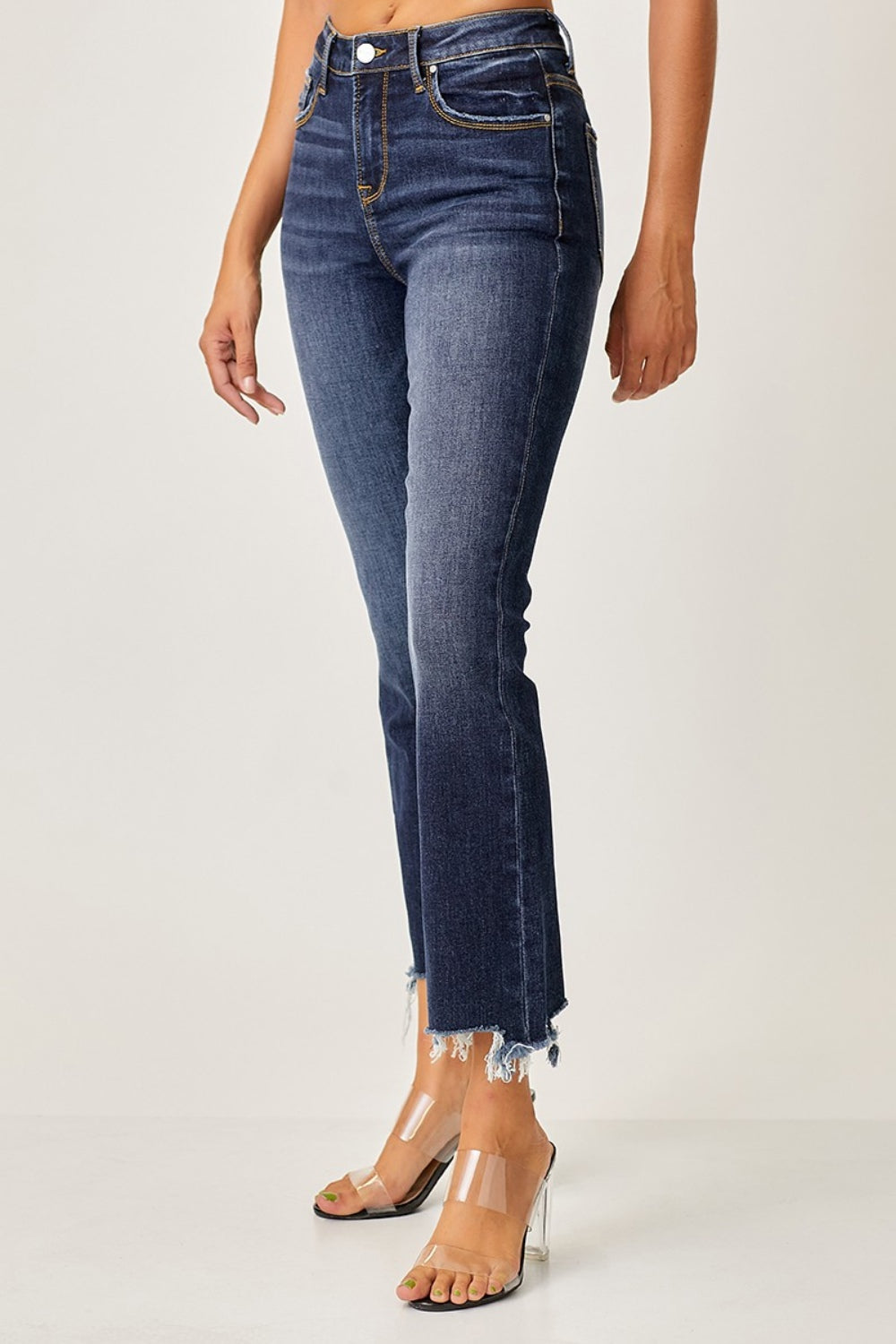 Risen Full Size Frayed Hem Cropped Straight Jeans 10948 | Gulf Resellers 