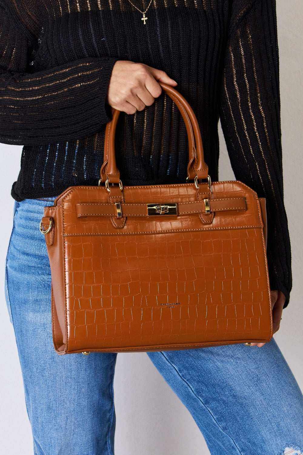 David Jones Texture PU Leather Handbag | Gulf Resellers