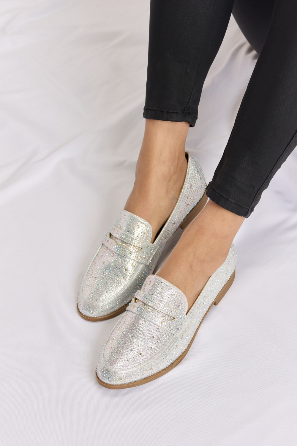 Forever Link Rhinestone Point Toe Loafers | Gulf Resellers