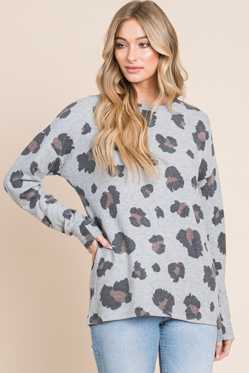 BOMBOM Leopard Drop Shoulder T-Shirt 21598 | Gulf Resellers 