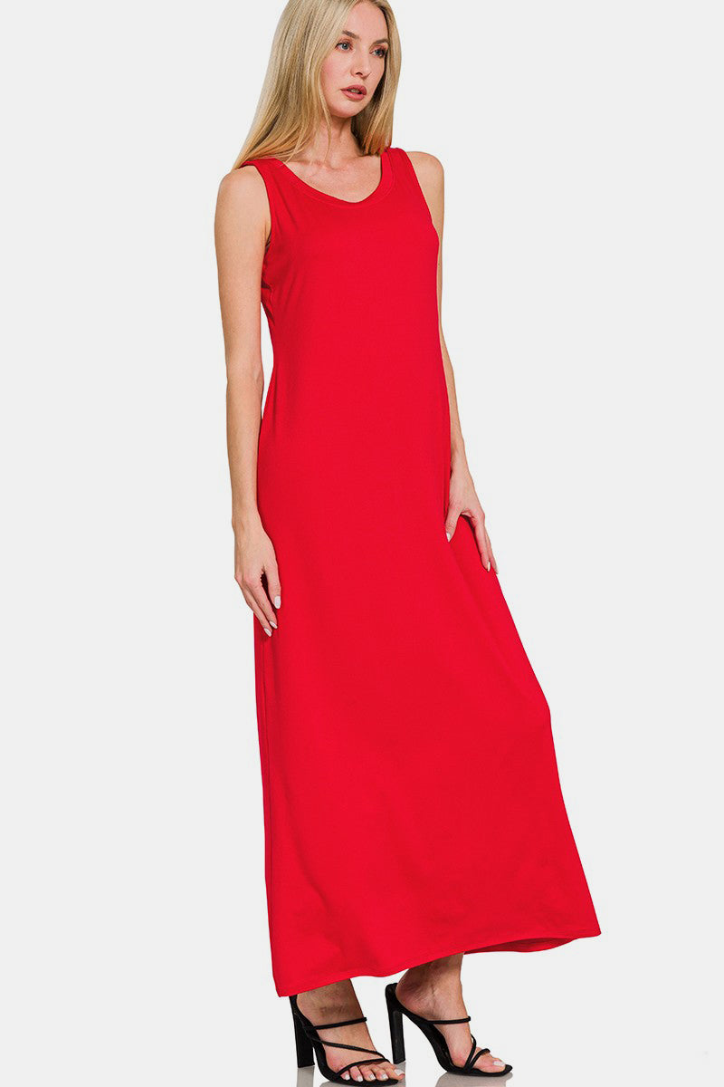 Zenana Scoop Neck Wide Strap Tank Dress 20857 | Gulf Resellers 