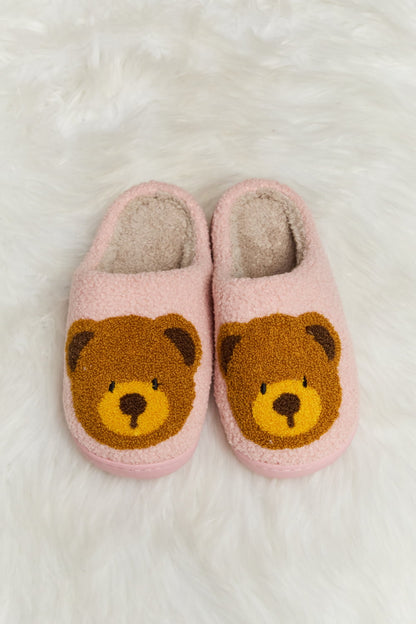 Melody Teddy Bear Print Plush Slide Slippers