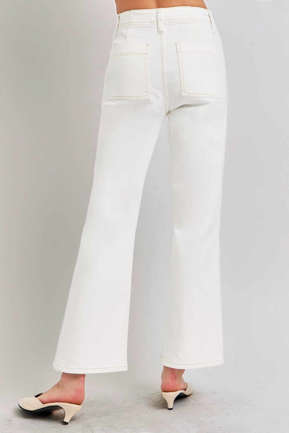 RISEN High Rise Ankle Flare Jeans with Patch Pockets 8665 | Gulf Resellers 