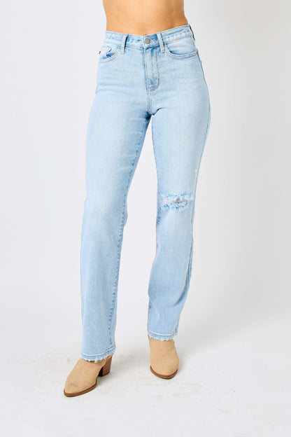 Judy Blue Full Size High Waist Distressed Straight Jeans