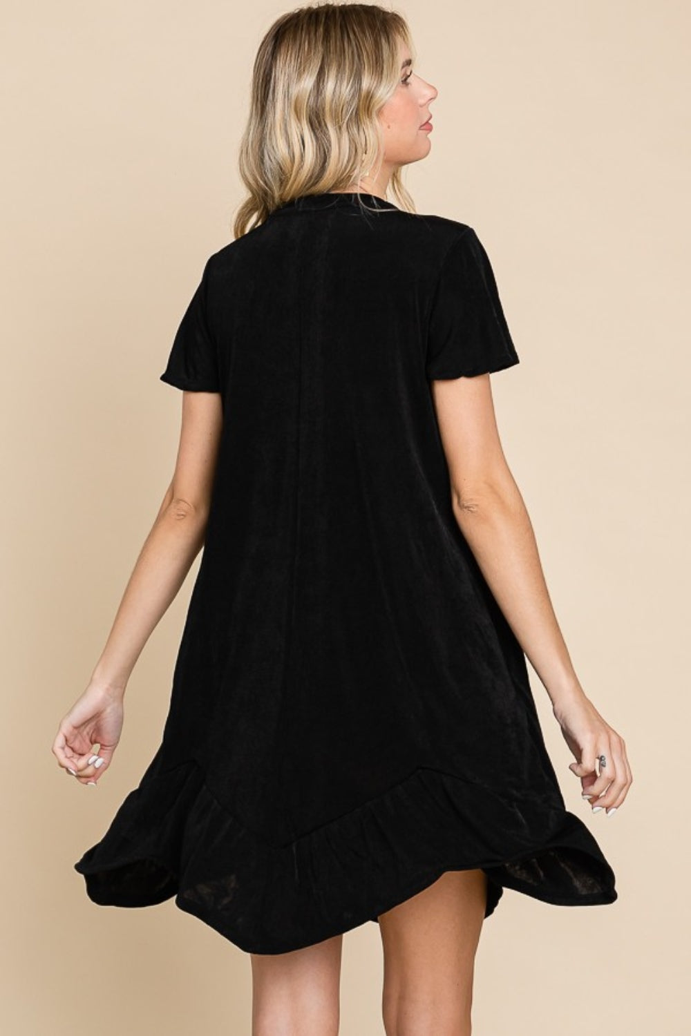 Culture Code Full Size Short Sleeve Ruffled Asymmetric Hem Dress 9350 | Gulf Resellers 