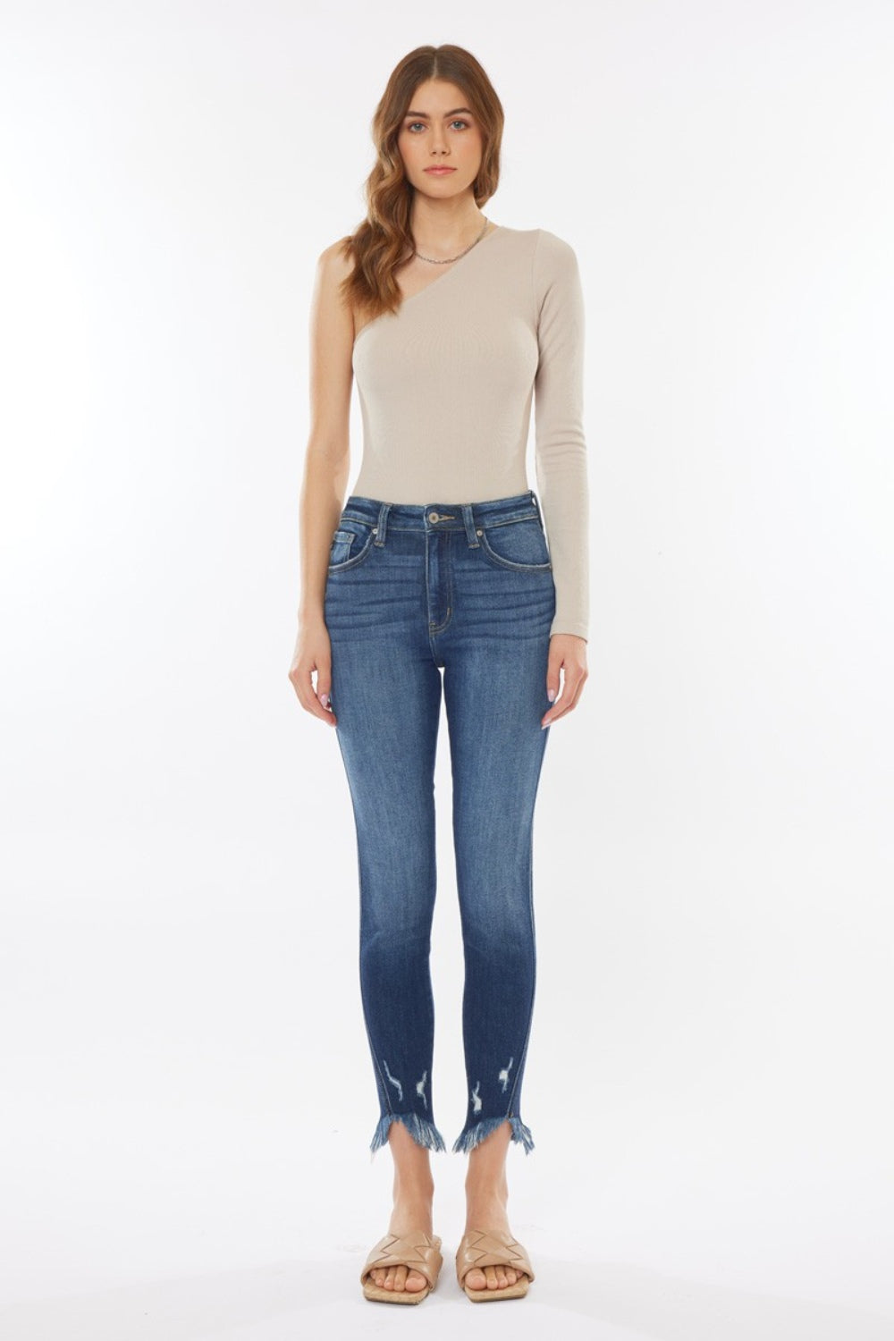 Kancan Raw Hem High Waist Cropped Jeans | Gulf Resellers