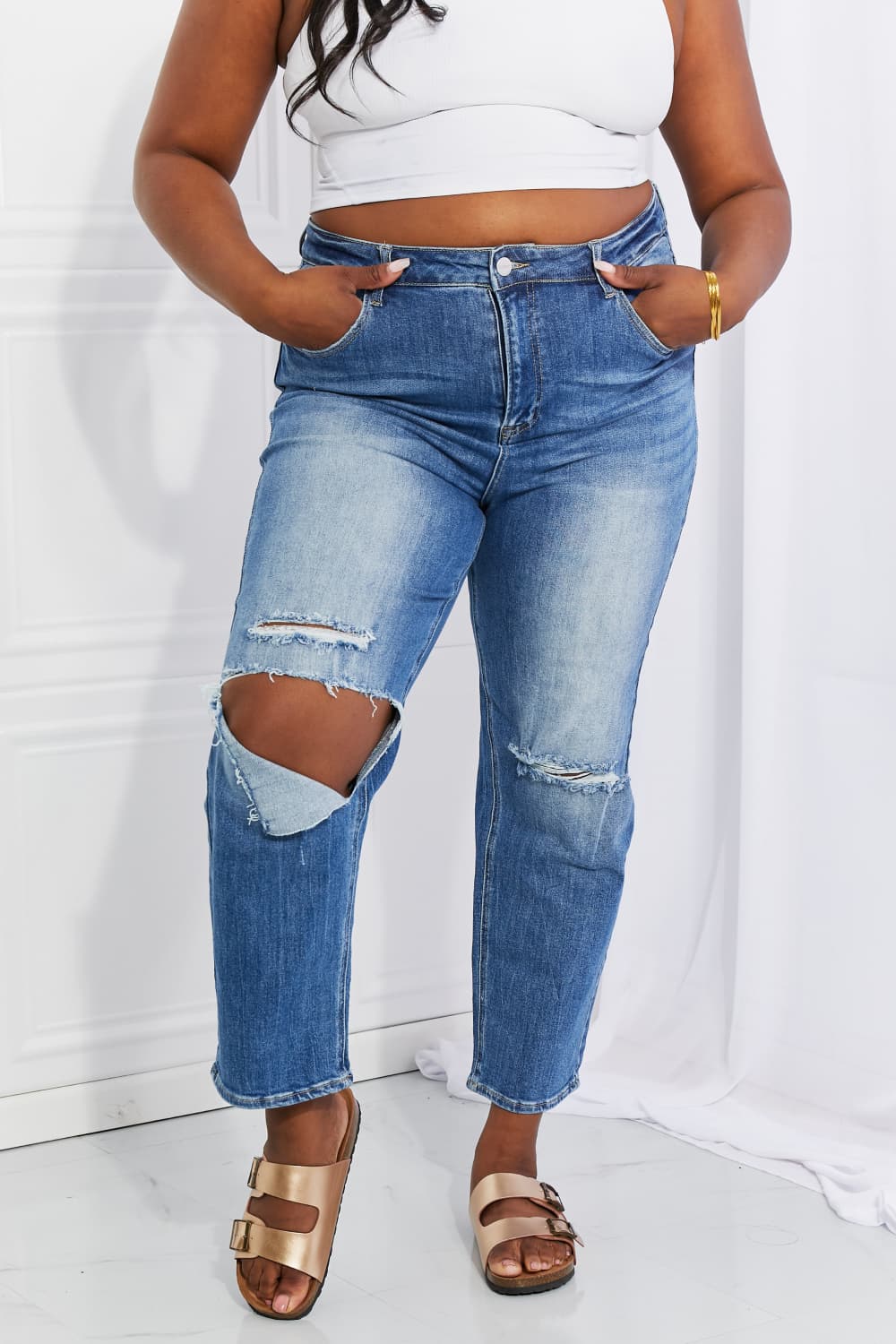 RISEN Full Size Emily High Rise Relaxed Jeans | Gulf Resellers