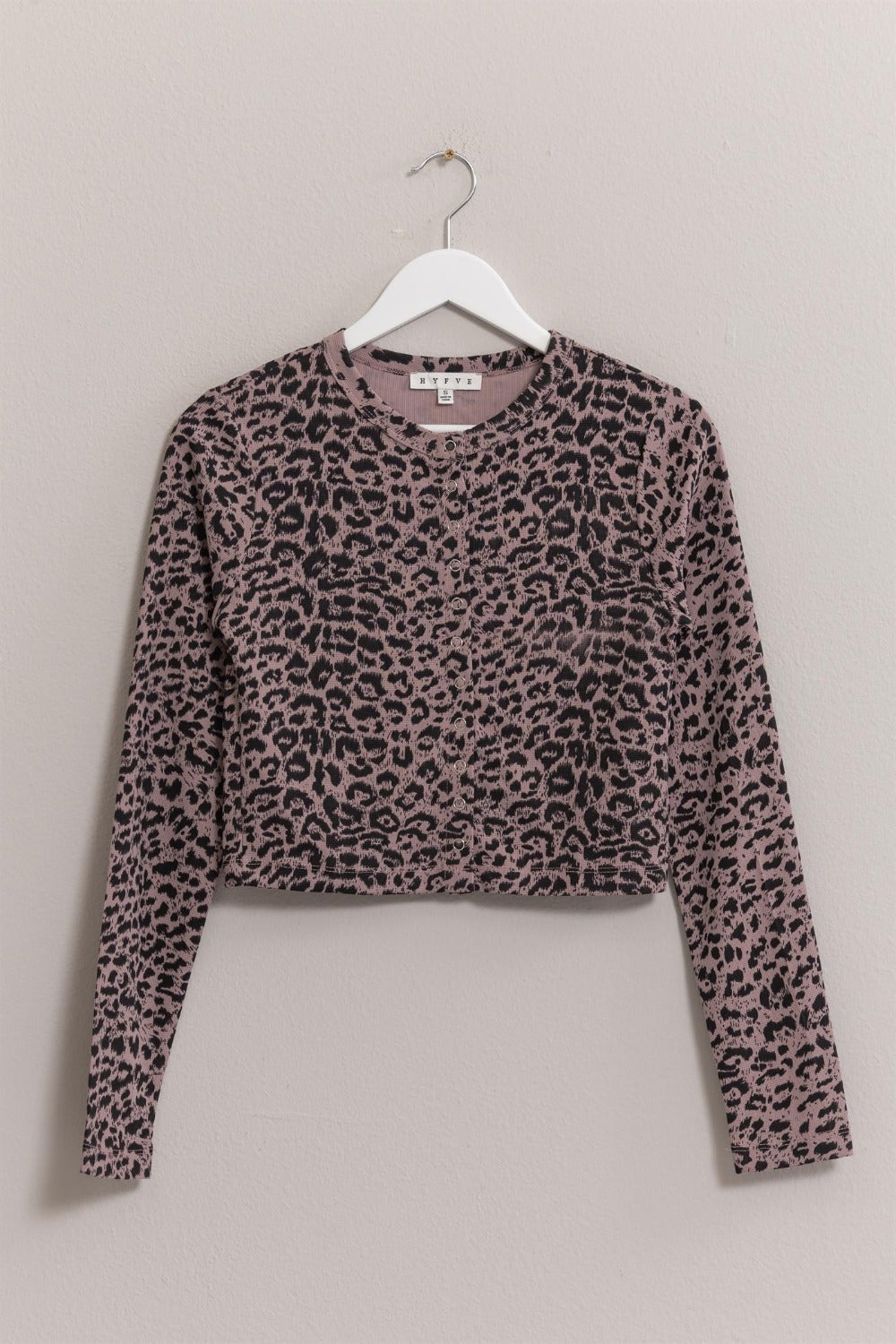 HYFVE Animal Print Snap Down Crop Cardigan 9148 | Gulf Resellers 