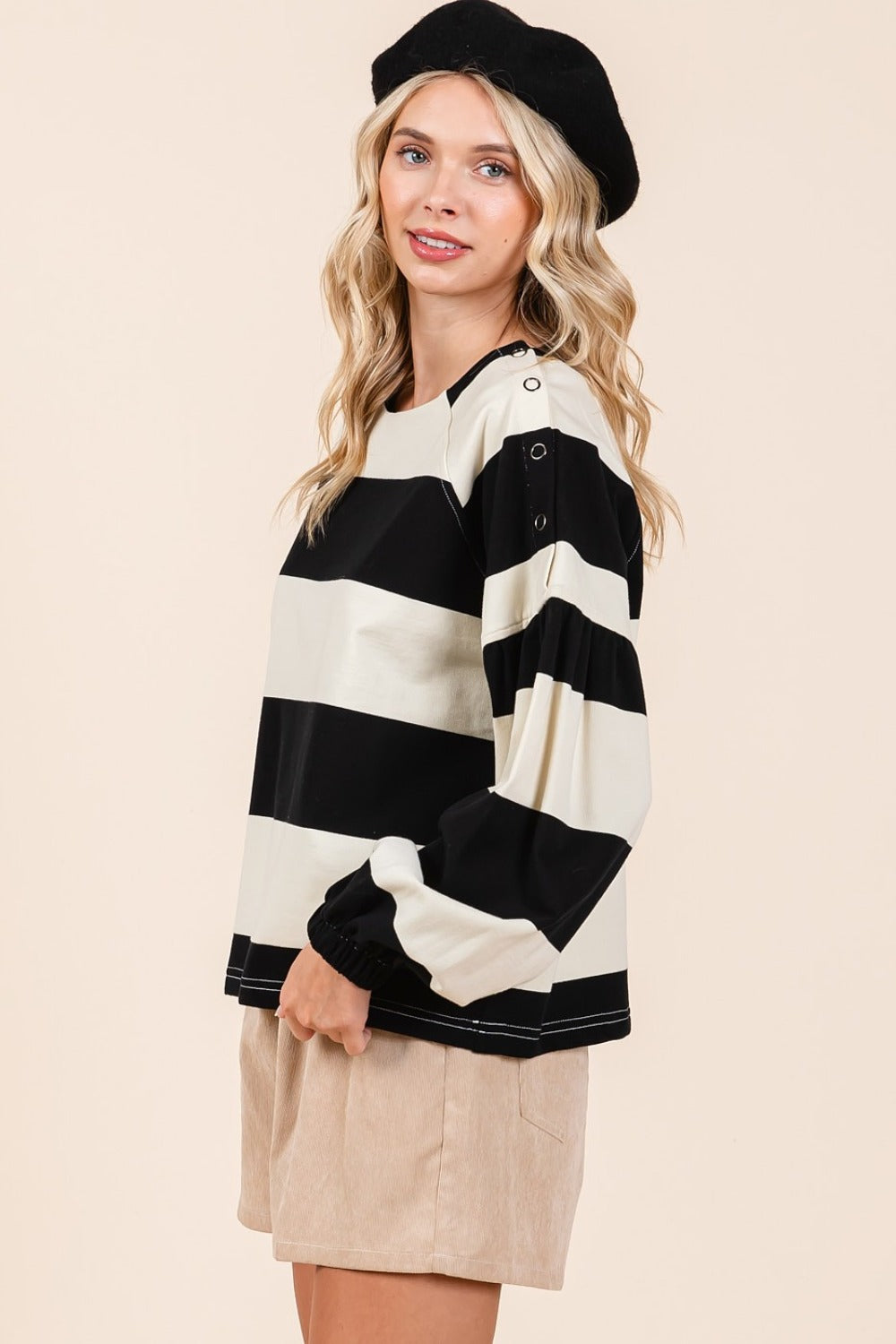 Mittoshop Striped Snap Shoulder Long Sleeve T-Shirt 18793 | Gulf Resellers 