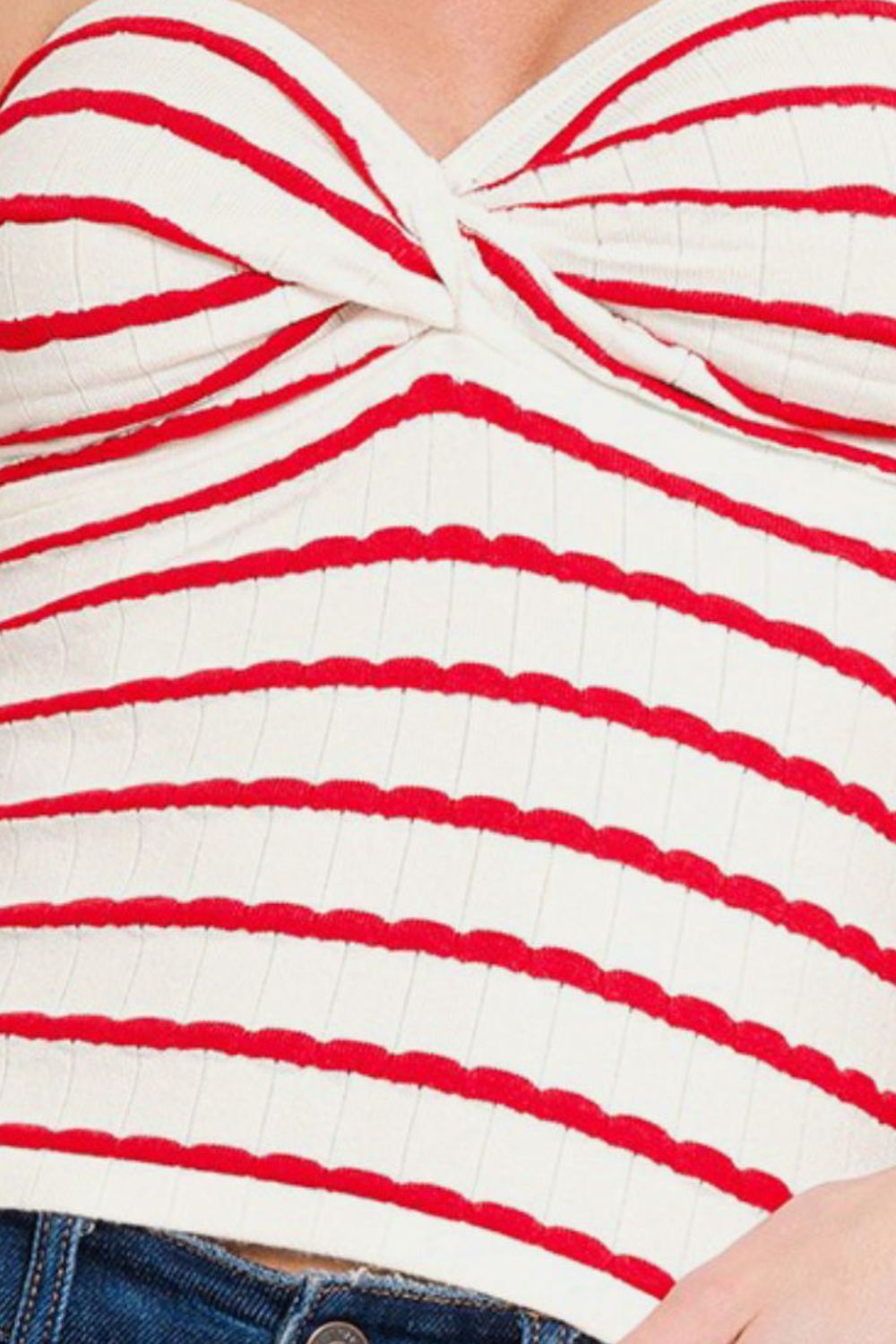 Zenana Twisted Sweetheart Neck Striped Tube Top 20054 | Gulf Resellers 