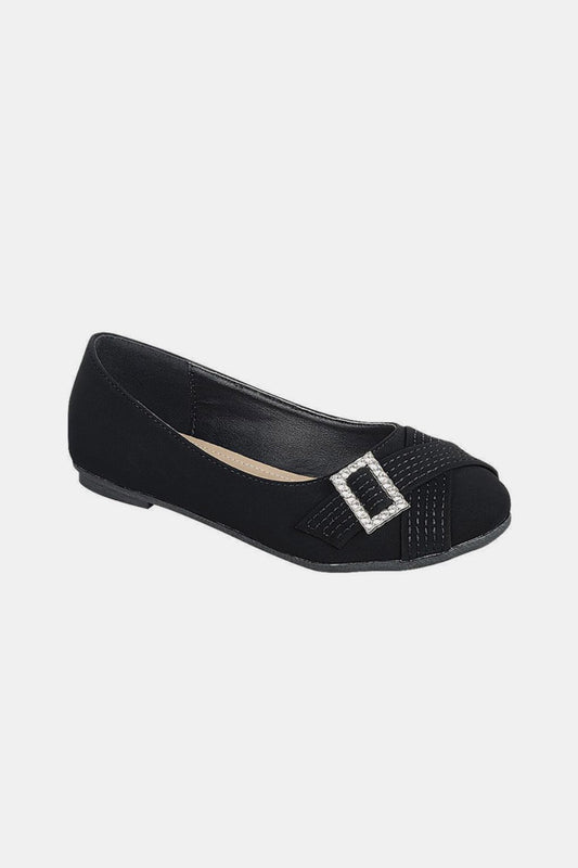 Forever Link Slip On Rhinestone Buckle Ballet Flats | Gulf Resellers