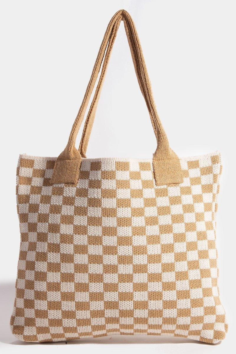 Fame Checkered Pattern Tote Bag 21958 | Gulf Resellers 