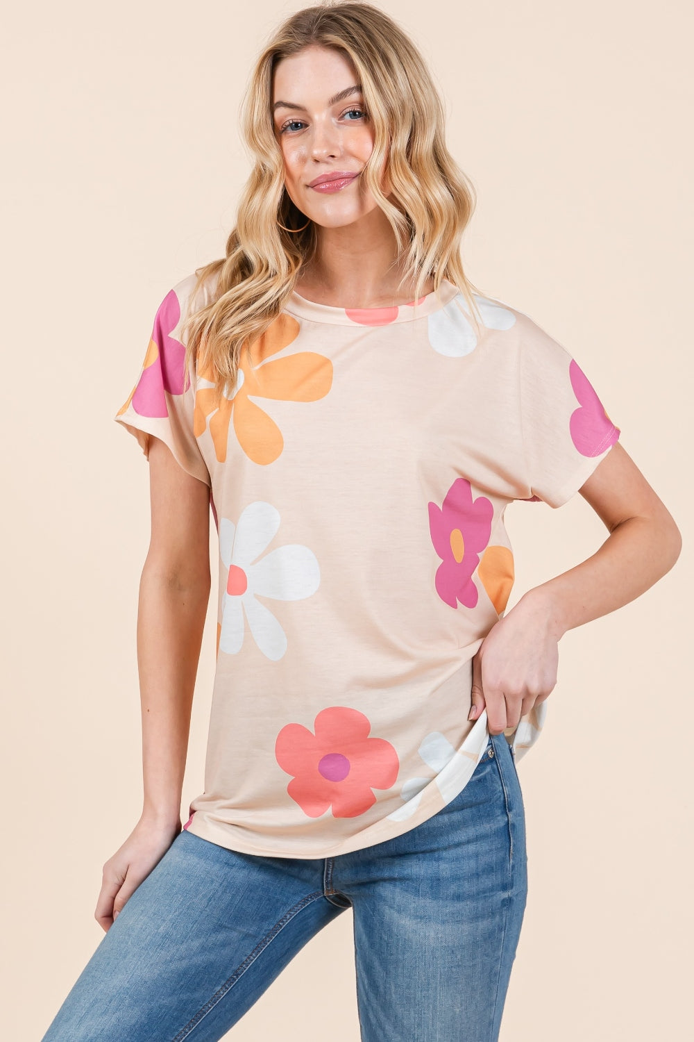 BOMBOM Floral Short Sleeve T-Shirt 5663 | Gulf Resellers 