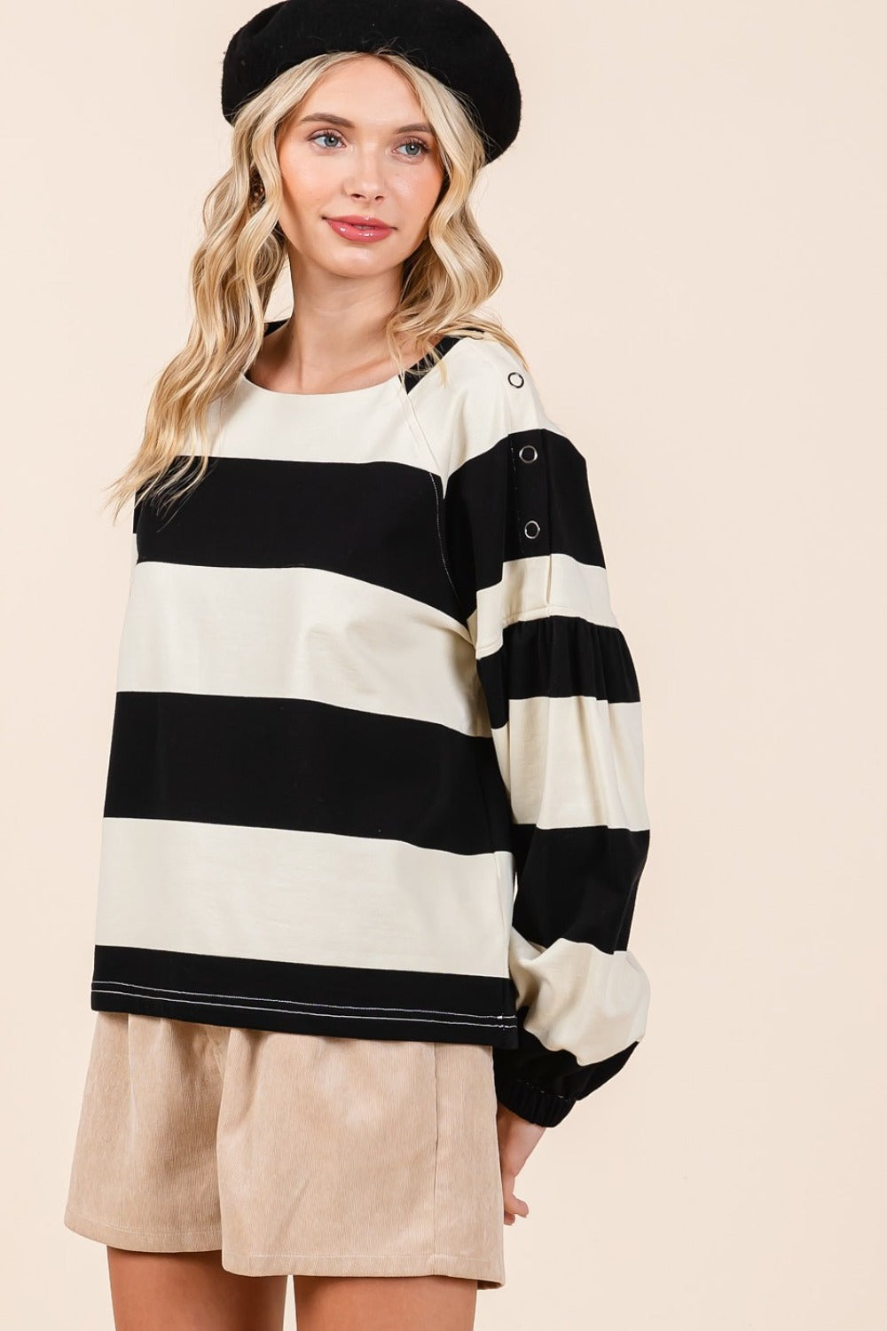 Mittoshop Striped Snap Shoulder Long Sleeve T-Shirt 18794 | Gulf Resellers 