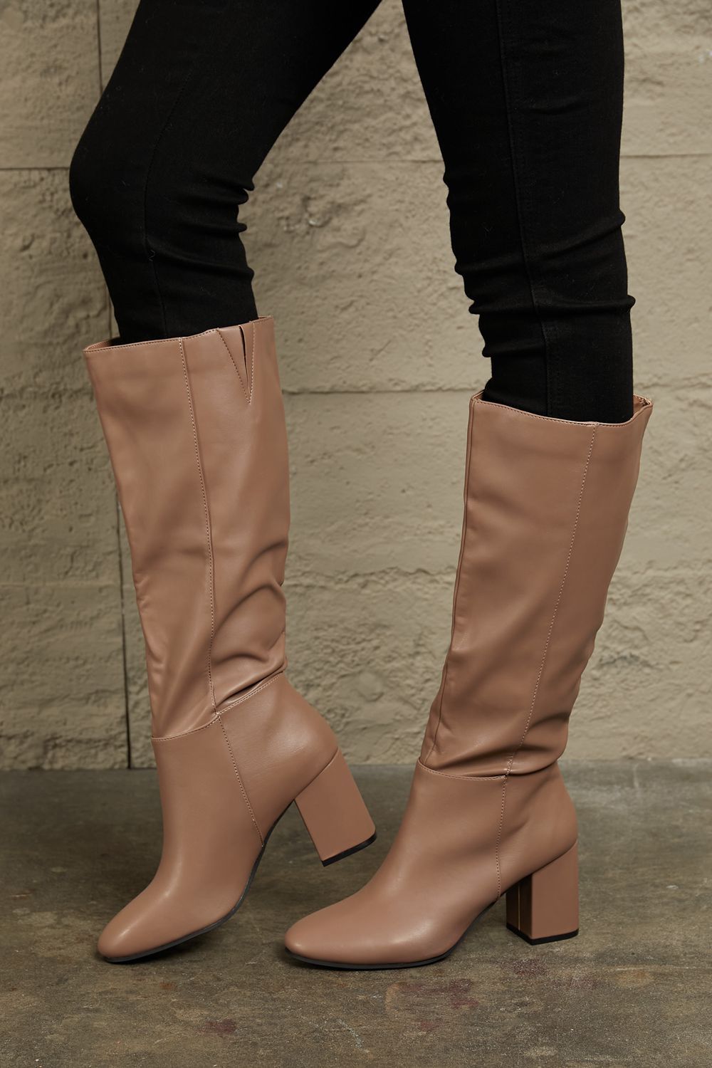 East Lion Corp Block Heel Knee High Boots | Gulf Resellers