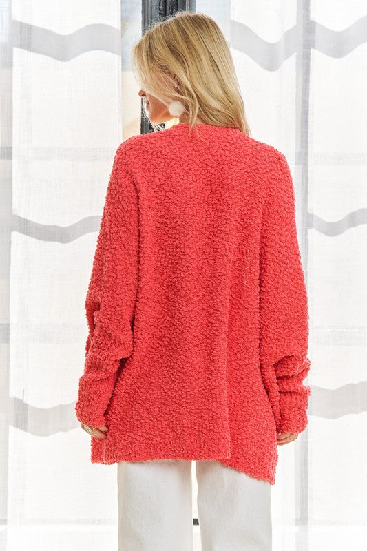 ADORA Popcorn Knit Open Front Long Sleeve Cardigan 20498 | Gulf Resellers 