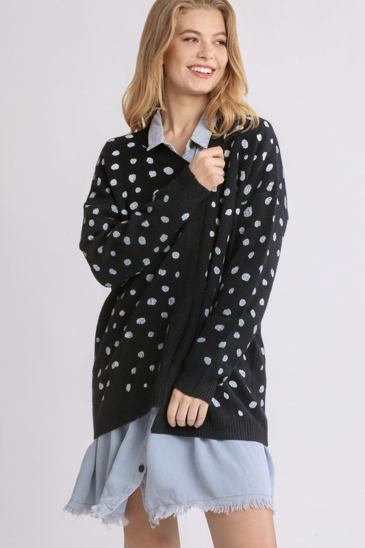 Umgee Polka Dot Open Front Drop Shoulder Cardigan 21357 | Gulf Resellers 