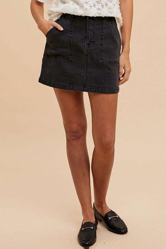 Annie Wear Cargo Denim Mini Skirt 21680 | Gulf Resellers 