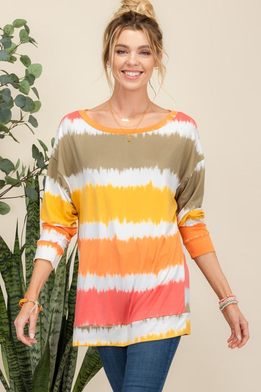 Celeste Full Size Striped Long Sleeve T-Shirt 19054 | Gulf Resellers 