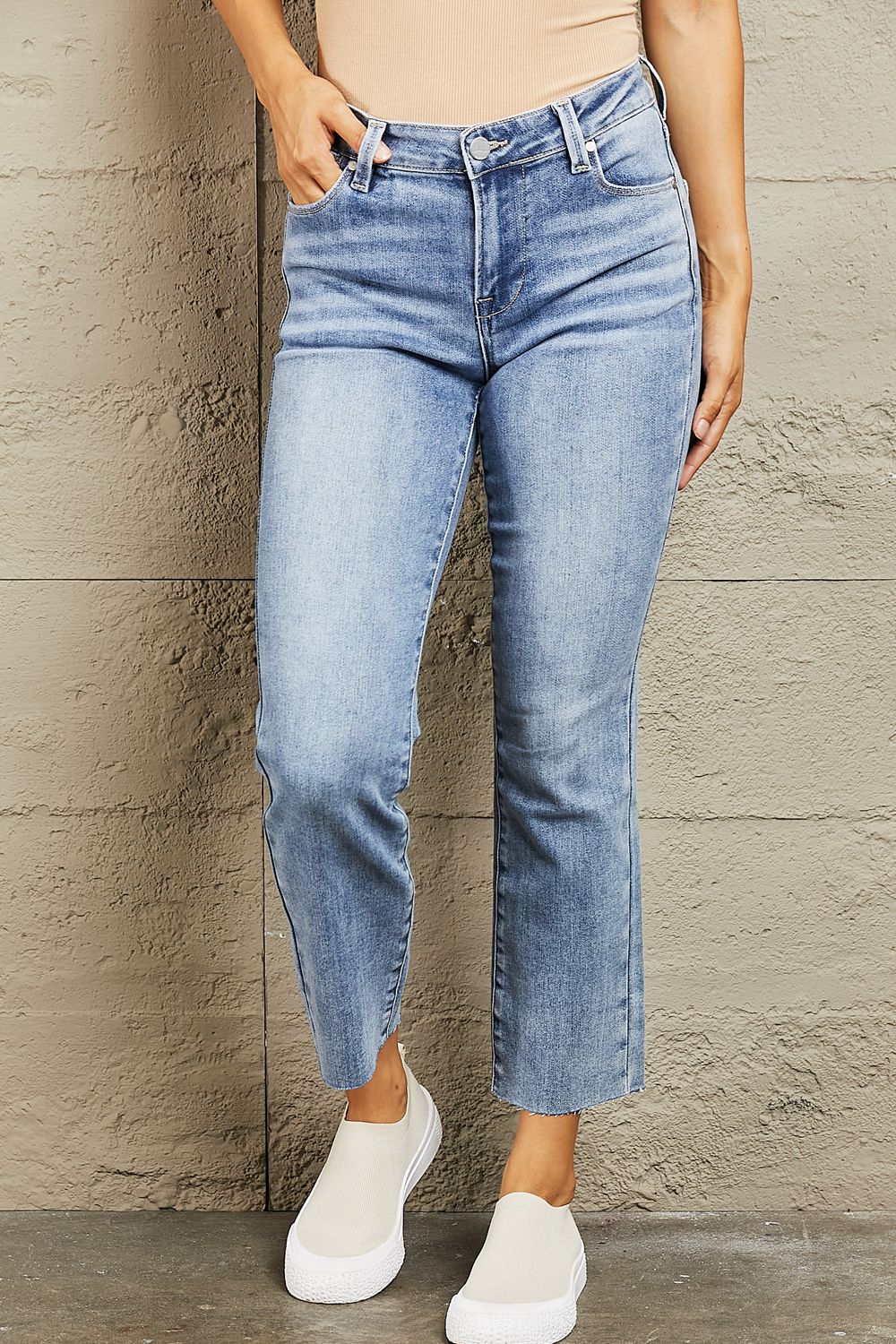 BAYEAS Mid Rise Cropped Slim Jeans 11102 | Gulf Resellers 