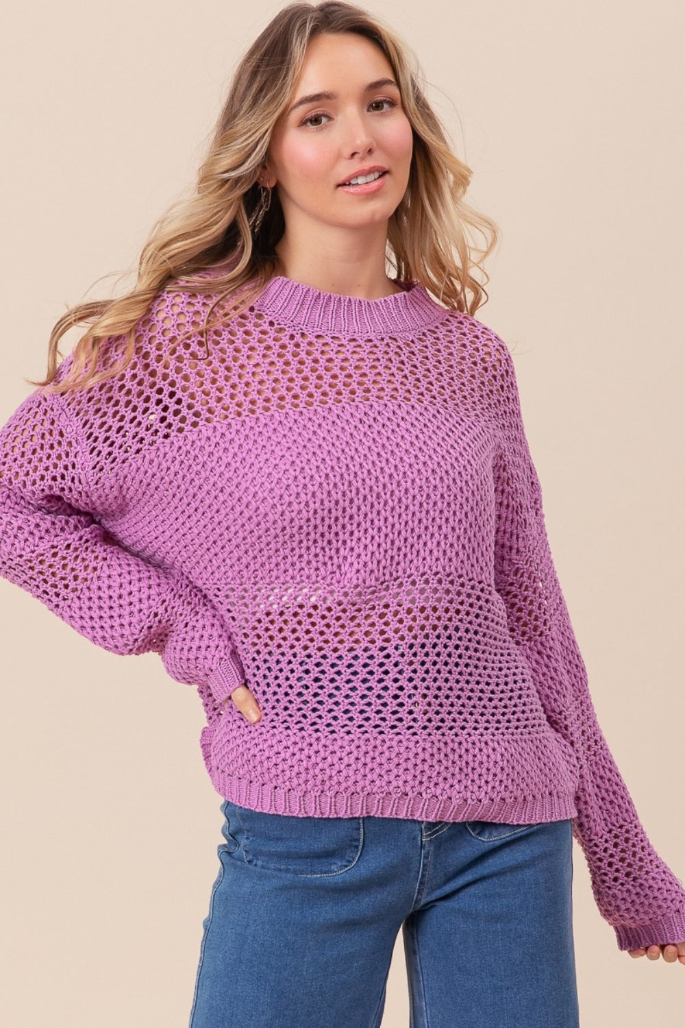 BiBi Openwork Long Sleeve Knit Top 8394 | Gulf Resellers 