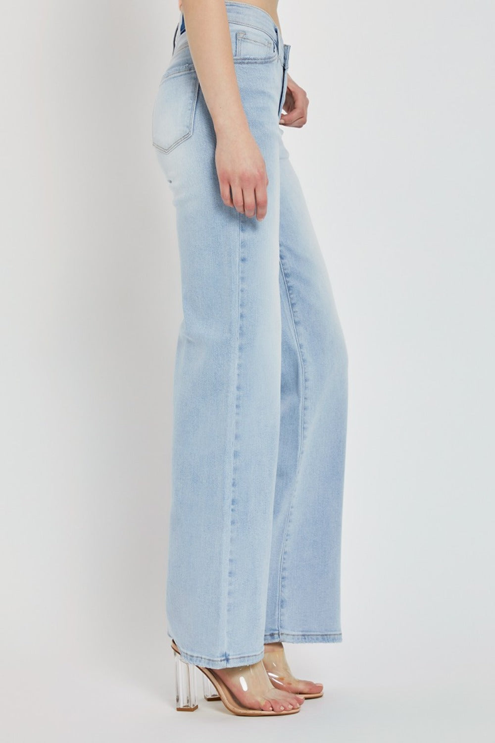 RISEN Full Size Wide Leg V Dipped Front Waist Jeans | Gulf Resellers