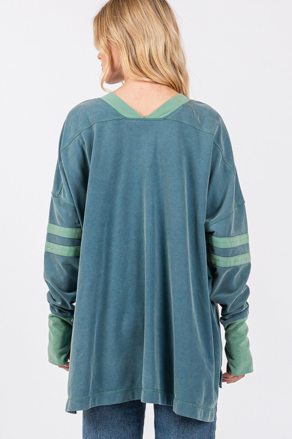 SAGE + FIG Mineral Wash Side Slit Contrast Top 18477 | Gulf Resellers 